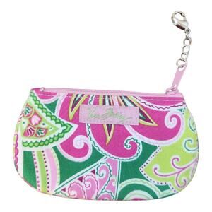 Vera Bradley coin purse ID window change wallet pink green